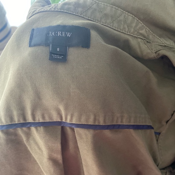 J. Crew army green denim cropped peplum jacket with tie waist, button-down - Picture 8 of 11